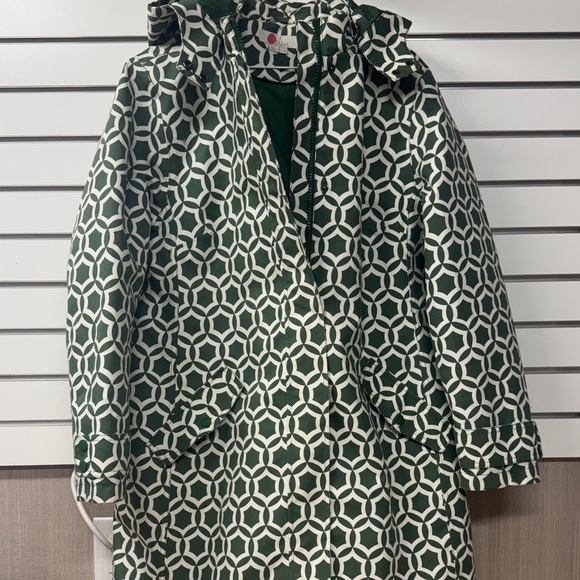 Boden Jackets & Blazers - Boden Suki Waterproof green and white geometric patterned hooded XL jacket